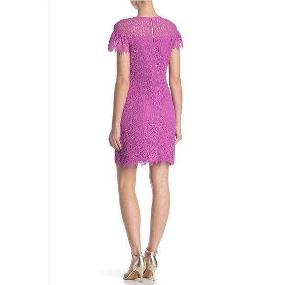Trina Turk Womens Plum Rose Lace Detailed Sheath Formal Dress Cap Sleeve, Size 6 - Picture 6 of 10